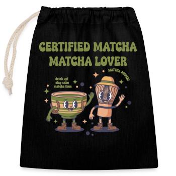 Certified Matcha Matcha Lover Matcha Power Green - Closable cotton gift bag (25x30cm) - black - Front