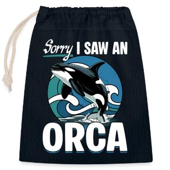Funny Orca - Verschließbarer Geschenkbeutel aus Baumwolle (25x30cm) - Navy - Vorne