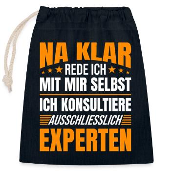 Self-Discussion Saying Expert Opinion - Closable cotton gift bag (25x30cm) - navy - Front