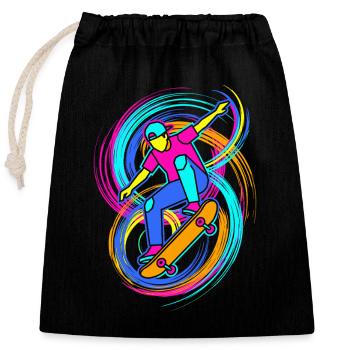 Skateboarder - Verschließbarer Geschenkbeutel aus Baumwolle (25x30cm) - Schwarz - Vorne