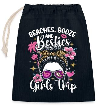 Plages Alcool Meilleures amies Voyage entre filles Vacances de printemps Plaisir - Sac cadeau en coton avec cordon (25 x 30 cm) - bleu marine - Devant