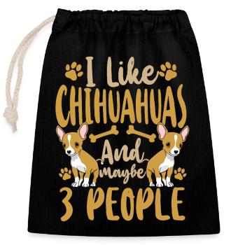 Chihuahua Chihuahueño I Like - Closable cotton gift bag (25x30cm) - black - Front