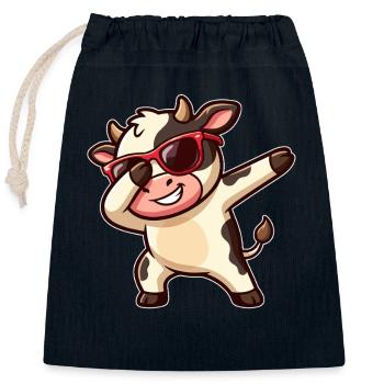 Kuh, Dabbing, Kalb, Nutztier, Süße Kuh - Verschließbarer Geschenkbeutel aus Baumwolle (25x30cm) - Navy - Vorne
