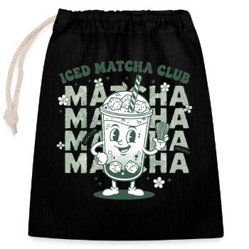 Iced Matcha Club Funny Matcha Tea Lover Green - Verschließbarer Geschenkbeutel aus Baumwolle (25x30cm) - Schwarz - Vorne