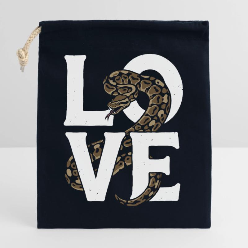 Königspython Schlangen LOVE Terrarium Python Verschließbarer Geschenkbeutel aus Baumwolle (25x30cm)