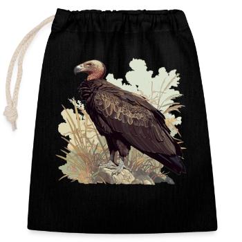 Vautour - Sac cadeau en coton avec cordon (25 x 30 cm) - noir - Devant