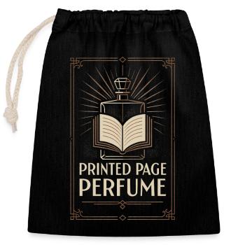 Pages imprimées parfum | Odeur des livres - Sac cadeau en coton avec cordon (25 x 30 cm) - noir - Devant