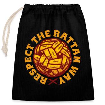 Sepak Takraw Respect The Rattan Way - Verschließbarer Geschenkbeutel aus Baumwolle (25x30cm) - Schwarz - Vorne