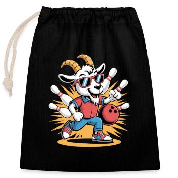 Lustige Ziegen Bowling GOAT Cartoon - Verschließbarer Geschenkbeutel aus Baumwolle (25x30cm) - Schwarz - Vorne