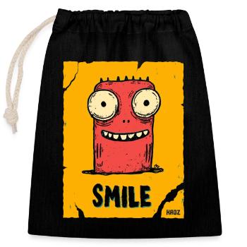 Funny Monster with Smile - Closable cotton gift bag (25x30cm) - black - Front