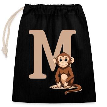 MonkeyM design with capital letter M - Closable cotton gift bag (25x30cm) - black - Front
