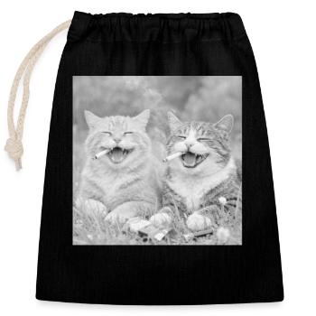 Lustiges Katzen design  - Verschließbarer Geschenkbeutel aus Baumwolle (25x30cm) - Schwarz - Vorne