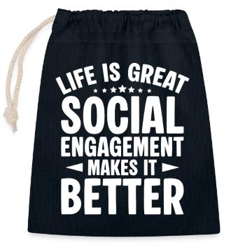 Social Worker Quote Engagement Makes It Better - Verschließbarer Geschenkbeutel aus Baumwolle (25x30cm) - Navy - Vorne