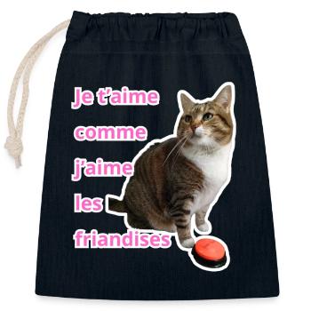 Je t'aime comme j'aime les friandises rose - Sac cadeau en coton avec cordon (25 x 30 cm) - bleu marine - Devant