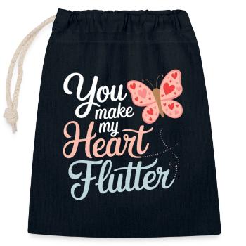 You Make My Heart Flutter Romantic - Closable cotton gift bag (25x30cm) - navy - Front