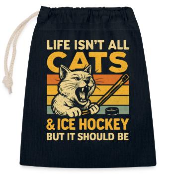 Hockey Katze Humor Eishockey Fan Geschenkidee - Verschließbarer Geschenkbeutel aus Baumwolle (25x30cm) - Navy - Vorne