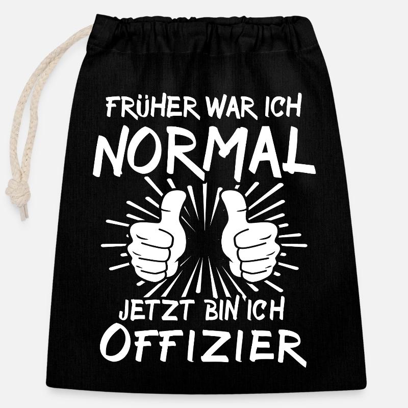 Officier - Sac cadeau en coton avec cordon (25 x 30 cm) - noir