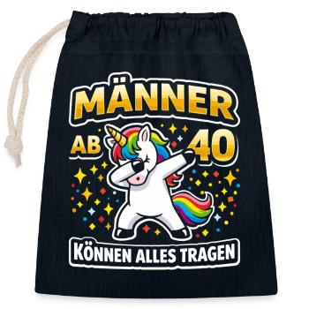 40. Geburtstag 40er 40ter 40 Jahre alt Einhorn - Verschließbarer Geschenkbeutel aus Baumwolle (25x30cm) - Navy - Vorne