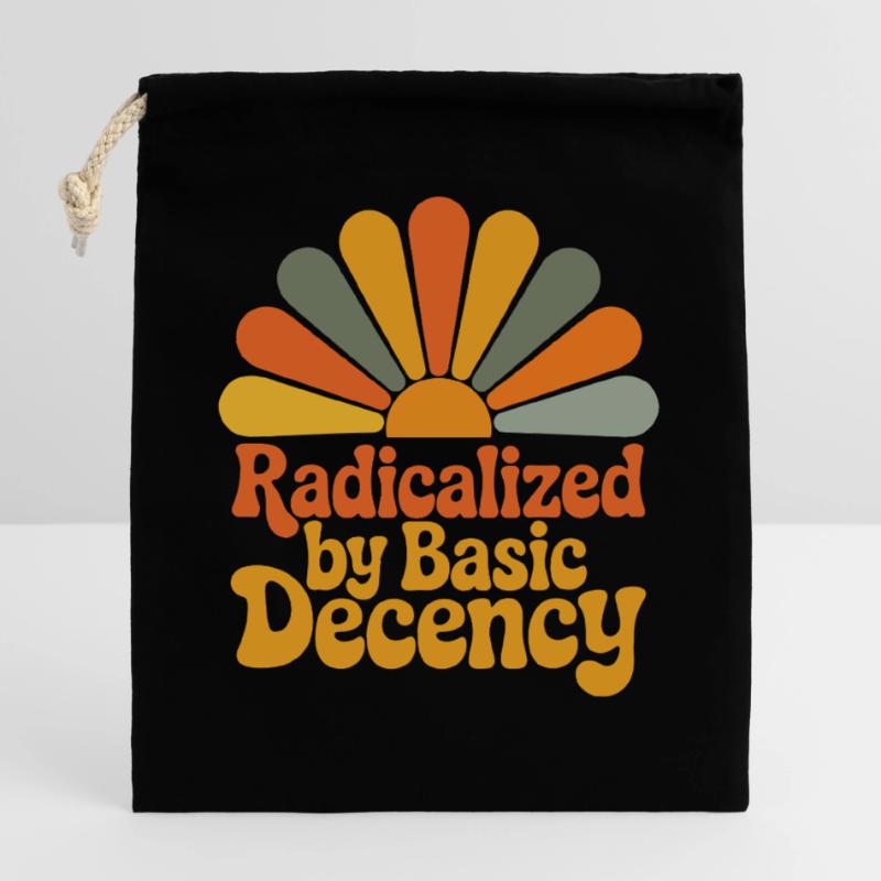 Radicalized by Basic Decency Closable cotton gift bag (25x30cm)
