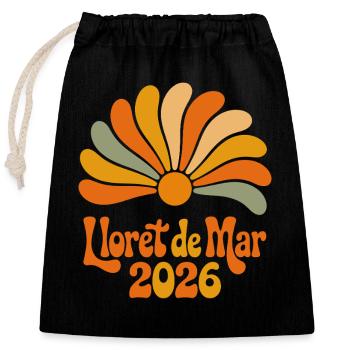 Lloret de mars 2026 Retro Blossoms - Sac cadeau en coton avec cordon (25 x 30 cm) - noir - Devant