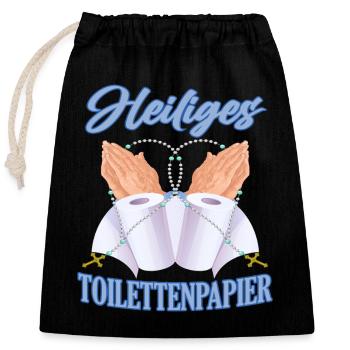 Saint papier toilette - Sac cadeau en coton avec cordon (25 x 30 cm) - noir - Devant