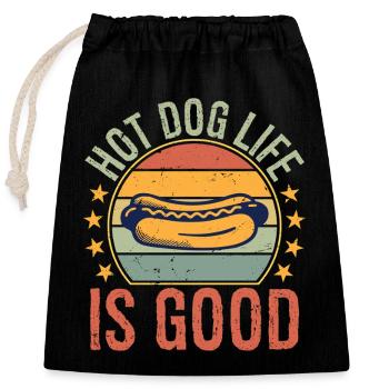hot dog life is good - Verschließbarer Geschenkbeutel aus Baumwolle (25x30cm) - Schwarz - Vorne