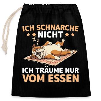 Sleeping Pug Tired Dog Funny Pajamas - Closable cotton gift bag (25x30cm) - black - Front