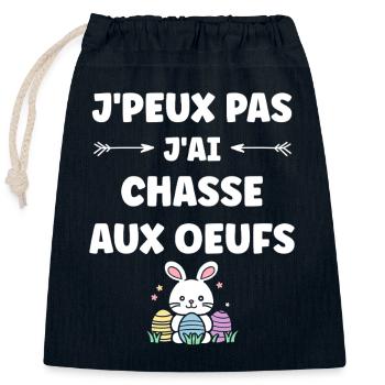 egg hunt - Closable cotton gift bag (25x30cm) - navy - Front