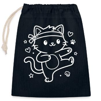 Karate Kawaii Katze - Verschließbarer Geschenkbeutel aus Baumwolle (25x30cm) - Navy - Vorne