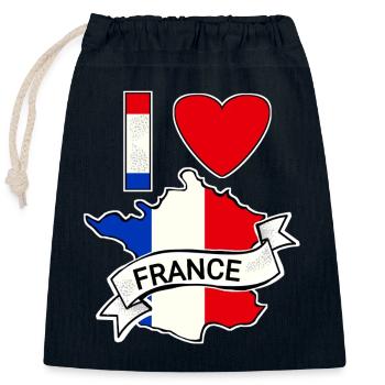 France - Drapeau - Carte - Sac cadeau en coton avec cordon (25 x 30 cm) - bleu marine - Devant