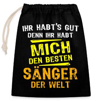 Singer Gift - Closable cotton gift bag (25x30cm) - black - Front