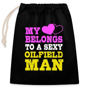 Oil Field Wife Oil Rig Oil Rig - Closable cotton gift bag (25x30cm) - black - Front