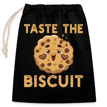Taste the Biscuit - Closable cotton gift bag (25x30cm) - black - Front