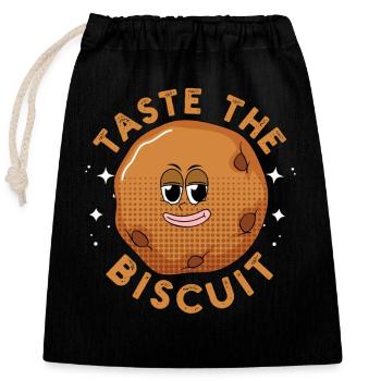 Taste the Biscuit - Closable cotton gift bag (25x30cm) - black - Front
