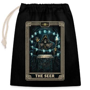 Scandinavian Viking The Seer Tarot Card - Closable cotton gift bag (25x30cm) - black - Front