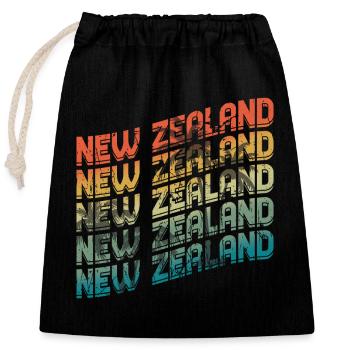 Néo-Zélandais Néo-Zélandais Rétro Vintage NZ - Sac cadeau en coton avec cordon (25 x 30 cm) - noir - Devant