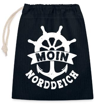 Vacances en mer du Nord MOIN NORDDEICH Drôle - Sac cadeau en coton avec cordon (25 x 30 cm) - bleu marine - Devant