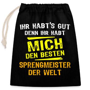 Don maître de démolition - Sac cadeau en coton avec cordon (25 x 30 cm) - noir - Devant