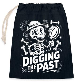 Skeleton digs up the past - Closable cotton gift bag (25x30cm) - navy - Front