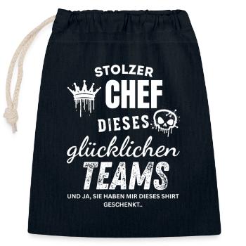 Stolzer Chef des glücklichen Teams Chef Geschenk - Sac cadeau en coton avec cordon (25 x 30 cm) - bleu marine - Devant