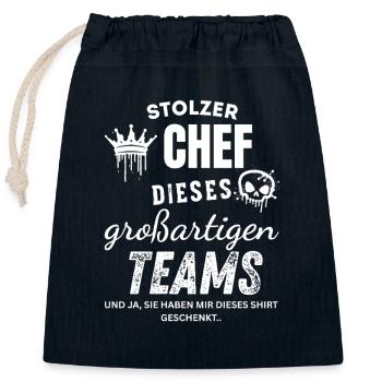 Stolzer Chef des großartigen Teams Chef Geschenk - Sac cadeau en coton avec cordon (25 x 30 cm) - bleu marine - Devant