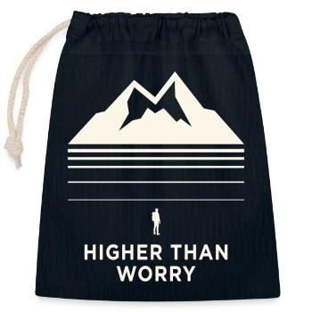 Higher Than Worry Berg Motiv - Verschließbarer Geschenkbeutel aus Baumwolle (25x30cm) - Navy - Vorne