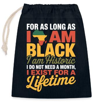 Chemise à vie de l’histoire de Je suis Noir, Noir Puissant - Sac cadeau en coton avec cordon (25 x 30 cm) - bleu marine - Devant