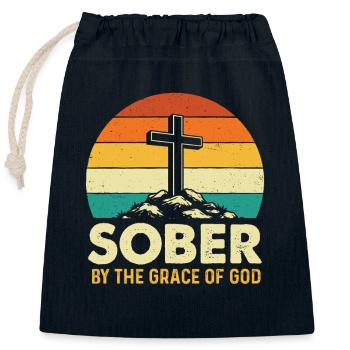 Sober By The Grace Of God Recovery AA NA - Verschließbarer Geschenkbeutel aus Baumwolle (25x30cm) - Navy - Vorne