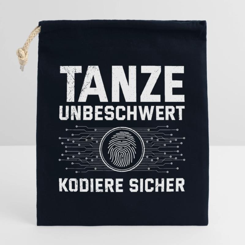 Science Coder DANCE CAREFREE, CODE SAFELY Closable cotton gift bag (25x30cm)