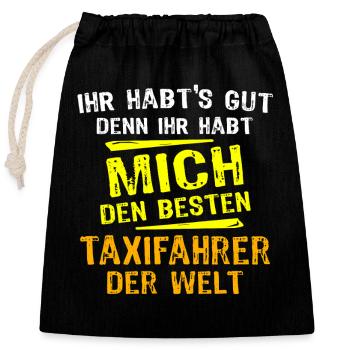 Taxifahrer Geschenk - Verschließbarer Geschenkbeutel aus Baumwolle (25x30cm) - Schwarz - Vorne