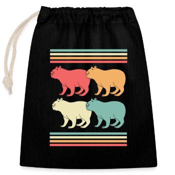 Capibara Capybara - Verschließbarer Geschenkbeutel aus Baumwolle (25x30cm) - Schwarz - Vorne