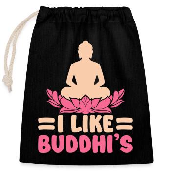 Yoga J’aime le yoga drôle de Buddhi - Sac cadeau en coton avec cordon (25 x 30 cm) - noir - Devant