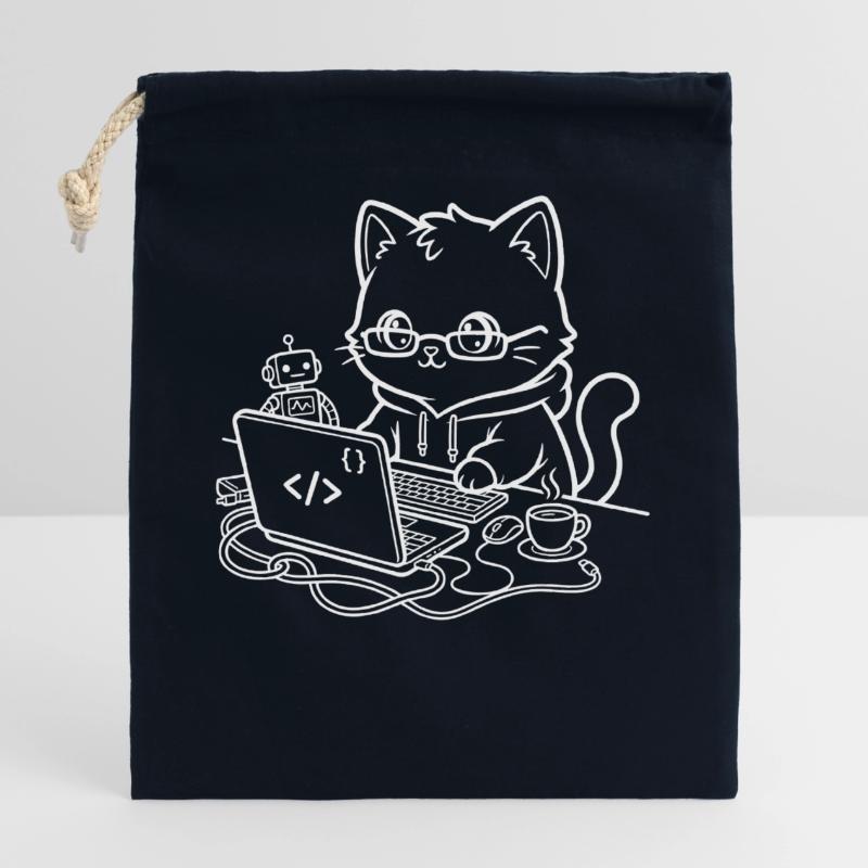 Coder Kawaii Katze Programmierer Verschließbarer Geschenkbeutel aus Baumwolle (25x30cm)