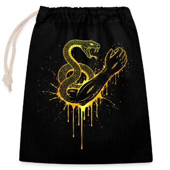 Snake Catcher Gold - Verschließbarer Geschenkbeutel aus Baumwolle (25x30cm) - Schwarz - Vorne